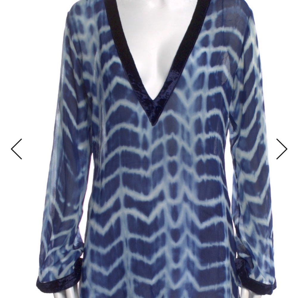 Payal Jain -Elegant Blue Patterned Swim Cover-Up